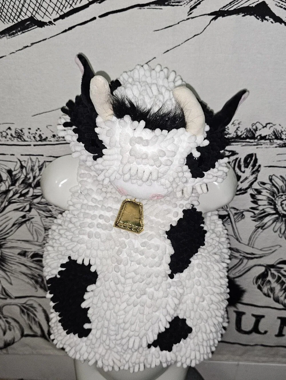 Plush Cow Hooded Kids Costume Dress-up White and Black 3-6 Months